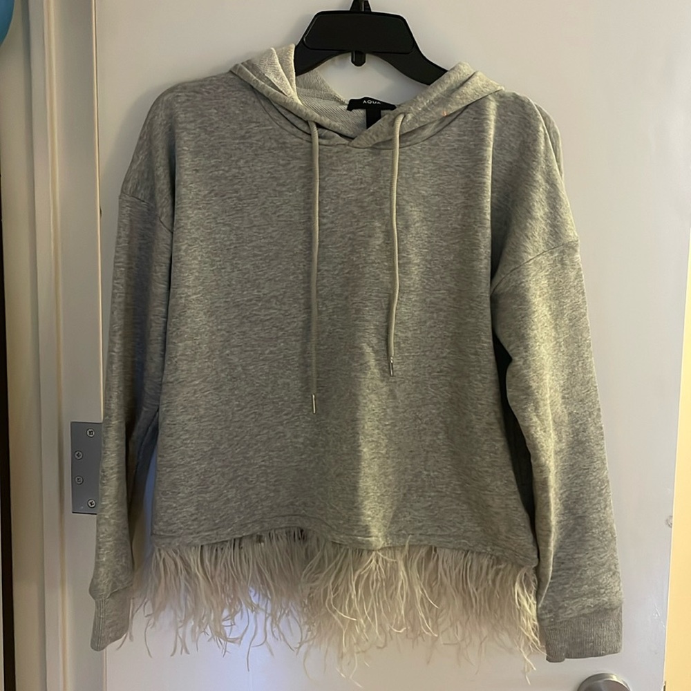 Aqua feather hoodie